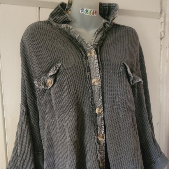 Free People FP ONE Scout Thermal Top Shirt Jacket Shacket CHARCOAL sz XL - Picture 10 of 16
